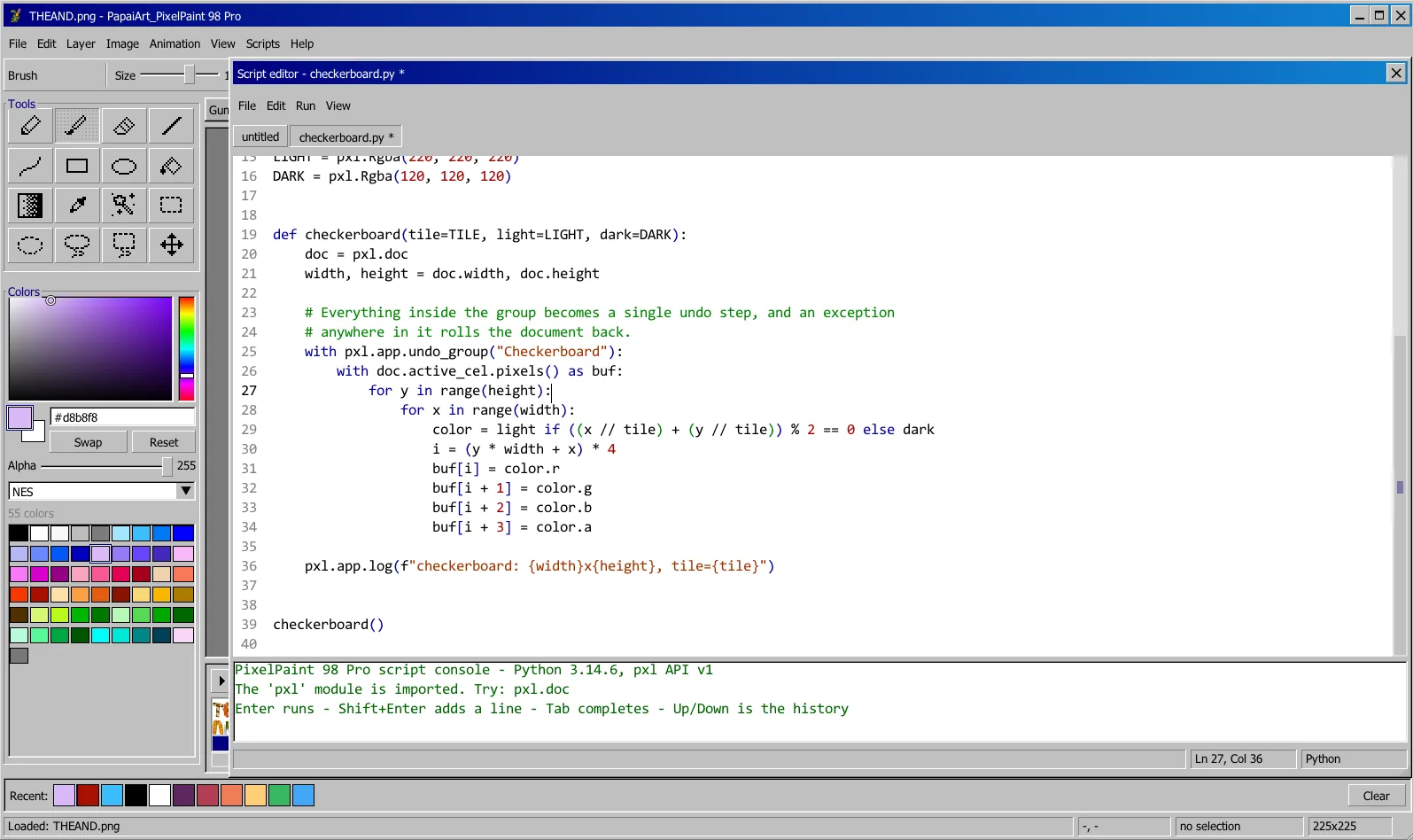 PixelPaint 98 Pro: Python scripting and addons