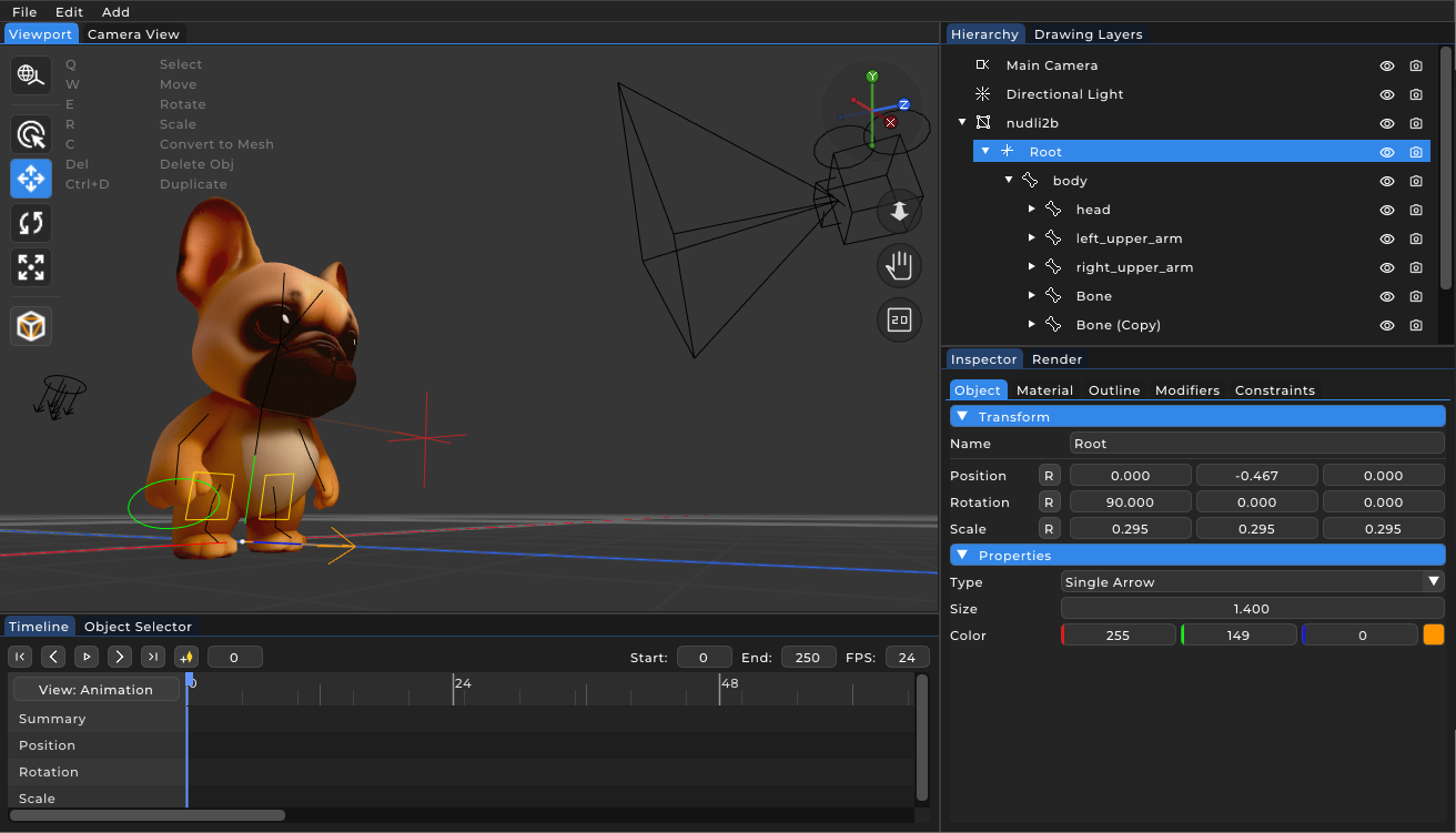 Character rigging with Inverse Kinematics and constraints